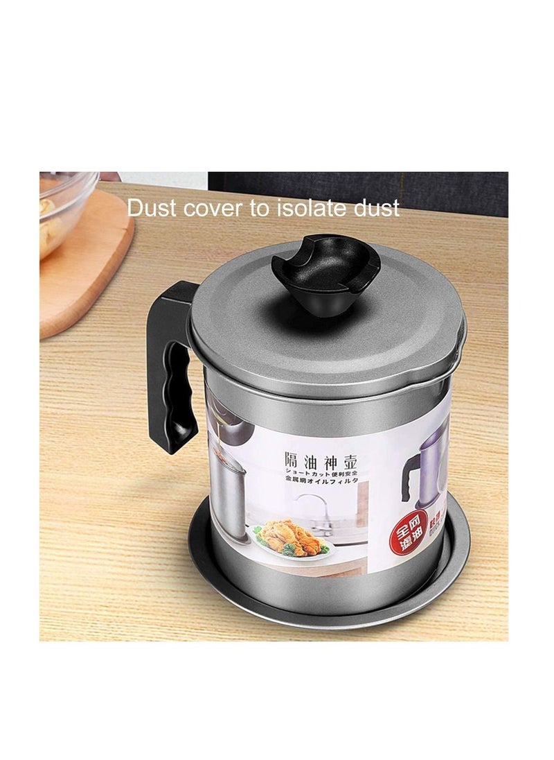 Spaceshoop - Oil Strainer Pot Grease Can Stainless Steel Oil Storage Can Container with Fine Mesh Strainer - Image 1