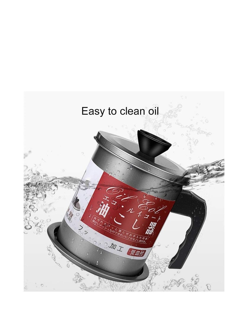 Spaceshoop - Oil Strainer Pot Grease Can Stainless Steel Oil Storage Can Container with Fine Mesh Strainer - Image 1