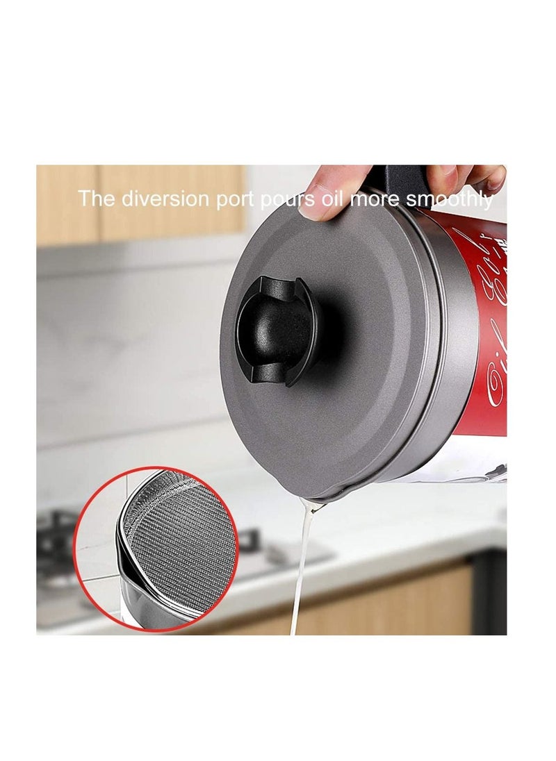 Spaceshoop - Oil Strainer Pot Grease Can Stainless Steel Oil Storage Can Container with Fine Mesh Strainer - Image 1