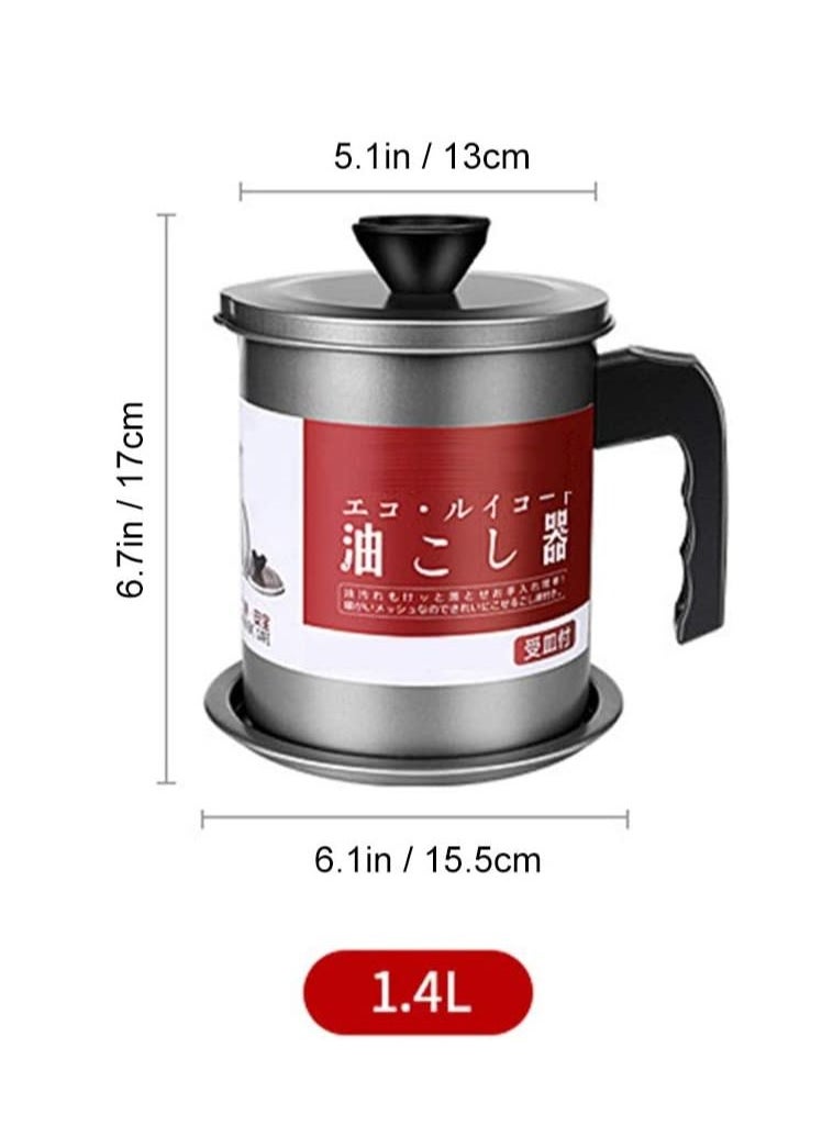 Spaceshoop - Oil Strainer Pot Grease Can Stainless Steel Oil Storage Can Container with Fine Mesh Strainer - Image 1