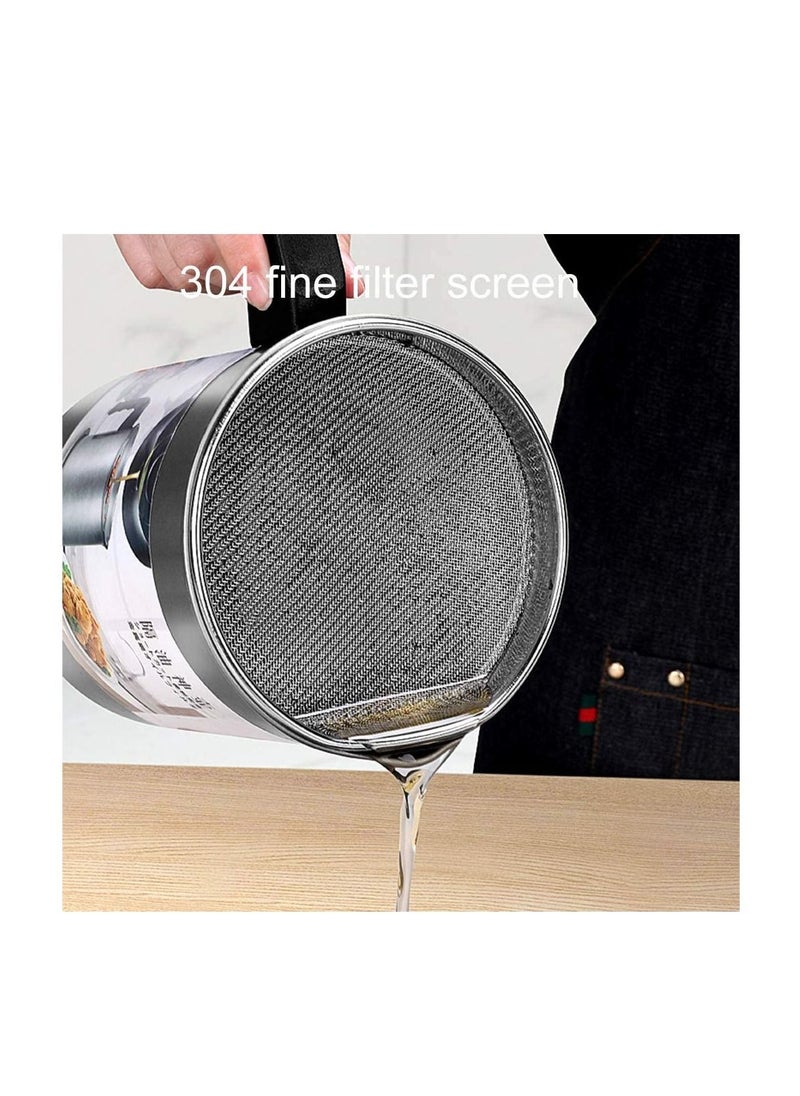 Spaceshoop - Oil Strainer Pot Grease Can Stainless Steel Oil Storage Can Container with Fine Mesh Strainer - Image 1