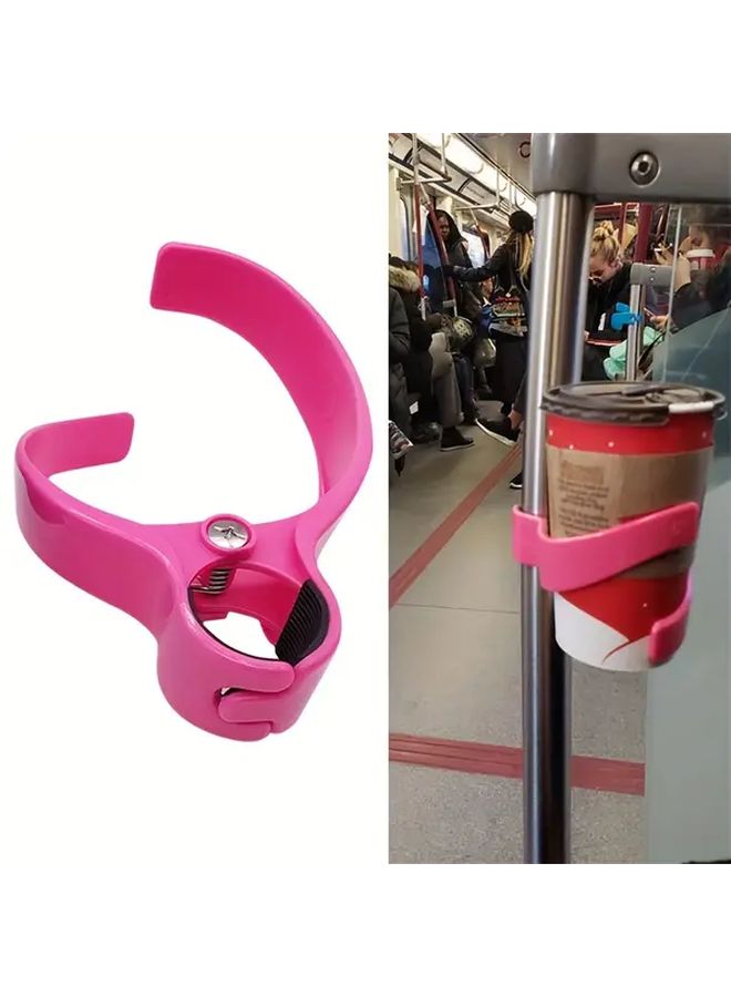 Portable Adjustable Cup Holder Stand Secure Clamp Rose Red for Bicycle Commute Travel - Image 1