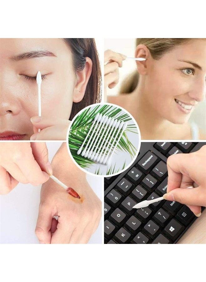 Lsed - Cotton Swabs, Q Tips, 100 Count Natural Cotton Buds, Individually Wrapped Double Tipped Cotton Tips for Ear, Beauty Care, Cleaning (Round & Pointed Shape Cotton Heads) - Image 1