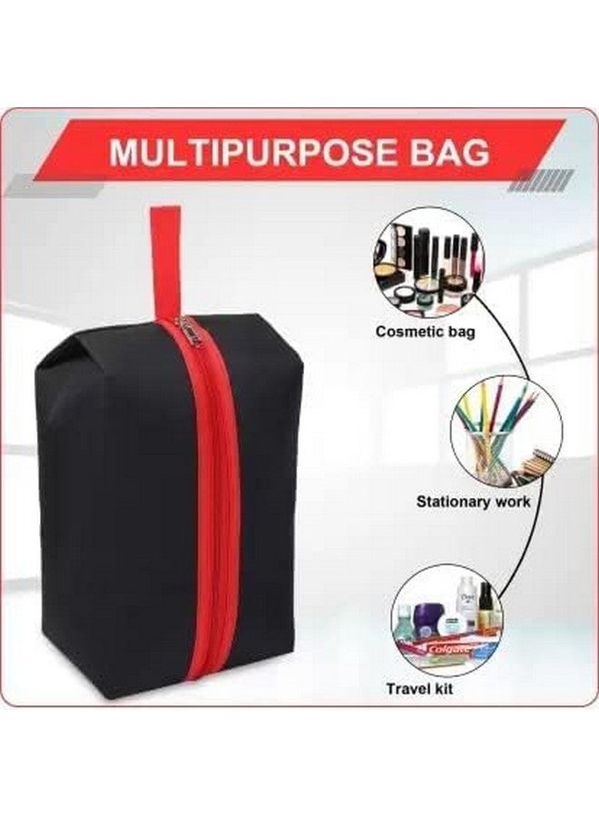 Agroha Shoe Pouch for Shoe Organizer in Travelling Shoe Cover for dustproof Packing Shoe Bag 40x13x18cm (Black & Red) Pack of 6 - Image 2