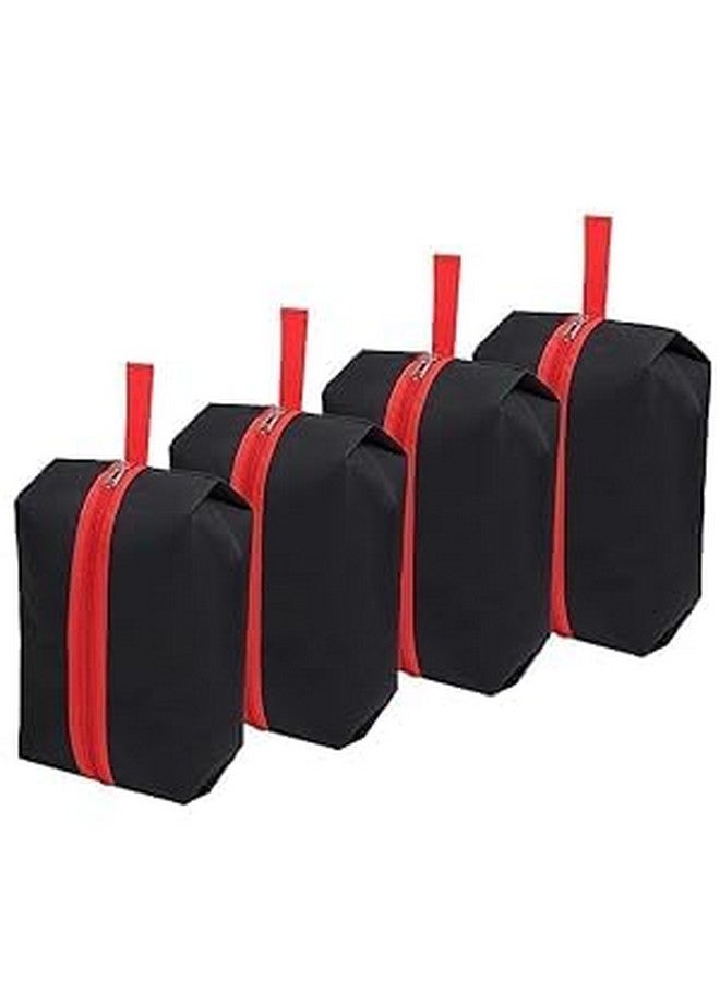 Agroha Shoe Pouch for Shoe Organizer in Travelling Shoe Cover for dustproof Packing Shoe Bag 40x13x18cm (Black & Red) Pack of 6 - Image 1