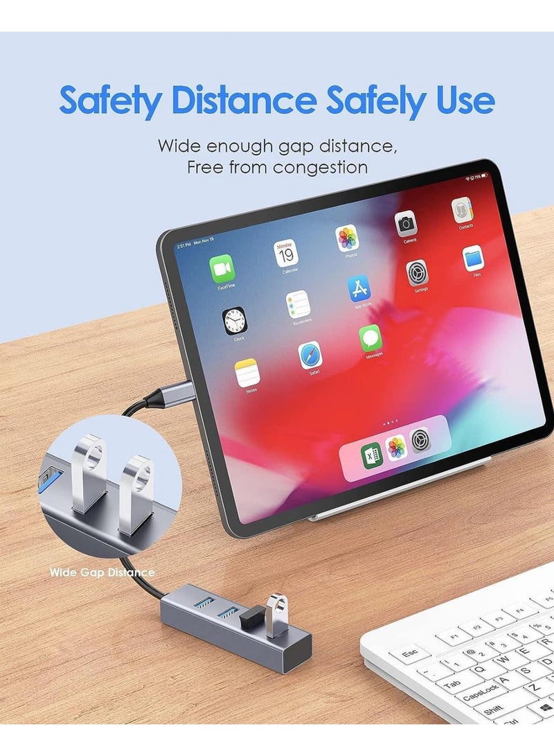 Lention LENTION 4-in-1 USB C Hub, 4 USB 3.0 Ports, USB C to USB A Multiport Adapter for 2023-2016 MacBook Pro, Mac Air & Surface, iPad Pro, Chromebook, More, Stable Driver Certified (CB-C22s, Silver)  - Image 3