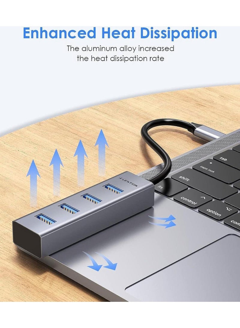 Lention LENTION 4-in-1 USB C Hub, 4 USB 3.0 Ports, USB C to USB A Multiport Adapter for 2023-2016 MacBook Pro, Mac Air & Surface, iPad Pro, Chromebook, More, Stable Driver Certified (CB-C22s, Silver)  - Image 4