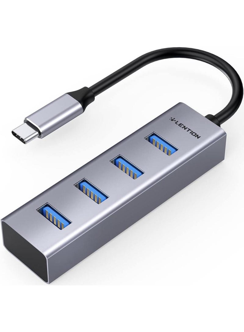 Lention LENTION 4-in-1 USB C Hub, 4 USB 3.0 Ports, USB C to USB A Multiport Adapter for 2023-2016 MacBook Pro, Mac Air & Surface, iPad Pro, Chromebook, More, Stable Driver Certified (CB-C22s, Silver)  - Image 2