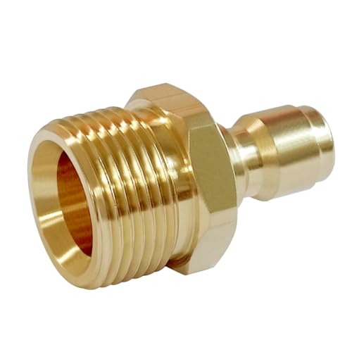 Uenede 2PCS Brass Pressure Washer Coupler, M22-14mm Male x 1/4" Quick Connect, 5000PSI Metric Hex Nipple Coupling Adapter Fittings - Image 5