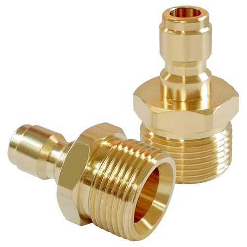 Uenede 2PCS Brass Pressure Washer Coupler, M22-14mm Male x 1/4" Quick Connect, 5000PSI Metric Hex Nipple Coupling Adapter Fittings - Image 1