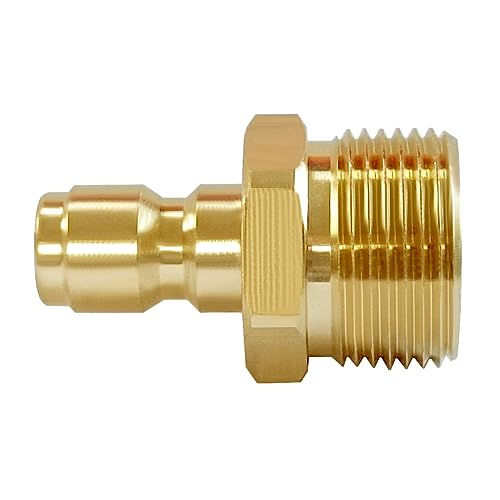 Uenede 2PCS Brass Pressure Washer Coupler, M22-14mm Male x 1/4" Quick Connect, 5000PSI Metric Hex Nipple Coupling Adapter Fittings - Image 4