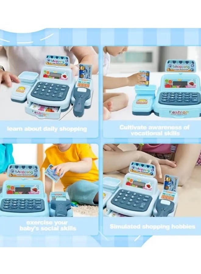 Smart Cash Register Toy Cash Register With Calculator, Toy Set Simulation House Play Counting, Supermarket Cash Registe, Suitable For Children Over 3 Years Old(Blue)  - Image 3