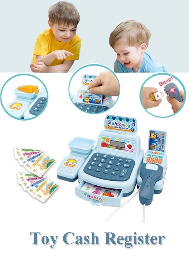 Smart Cash Register Toy Cash Register With Calculator, Toy Set Simulation House Play Counting, Supermarket Cash Registe, Suitable For Children Over 3 Years Old(Blue)  - Image 1