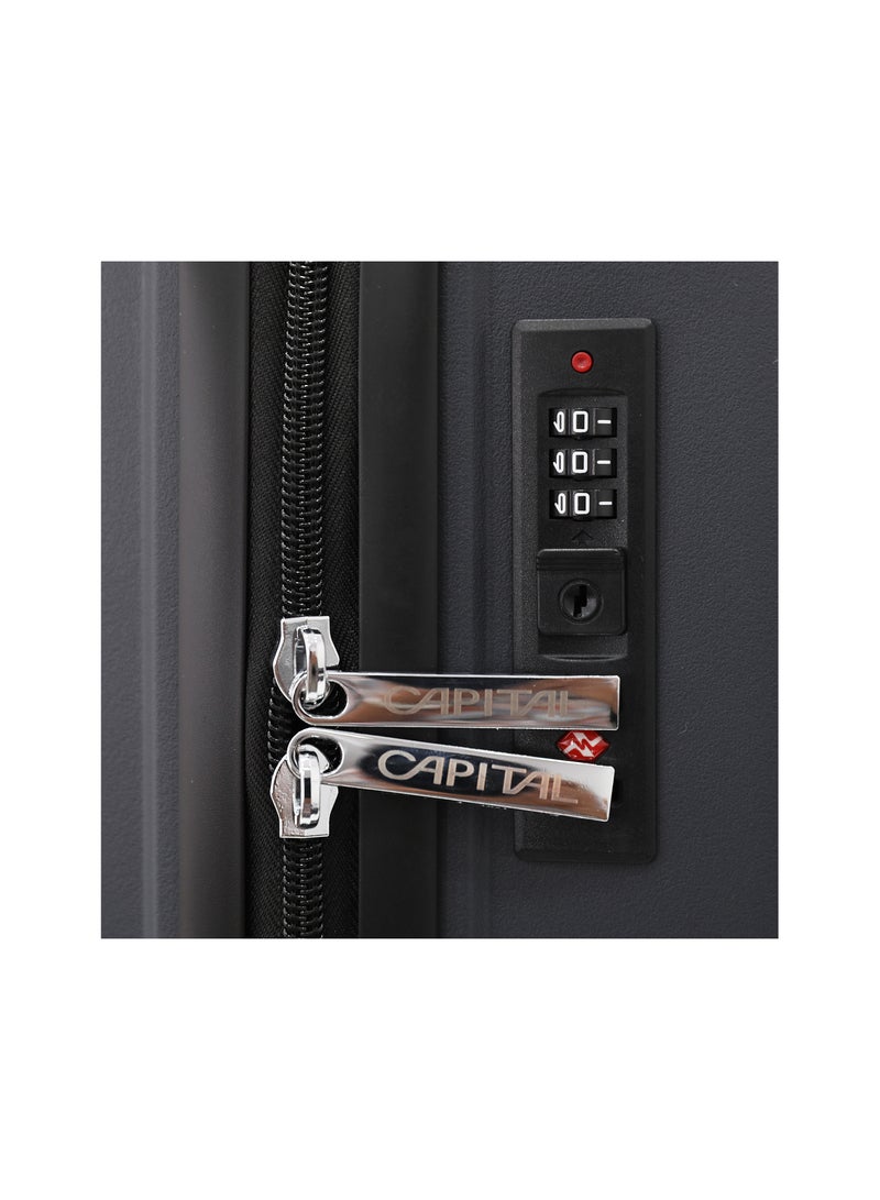 CAPITAL حقيبة سفر صلبة بعجلات 3 قطع، رمادي (ص-20، م-24، ل-28 بوصة) - Image 3