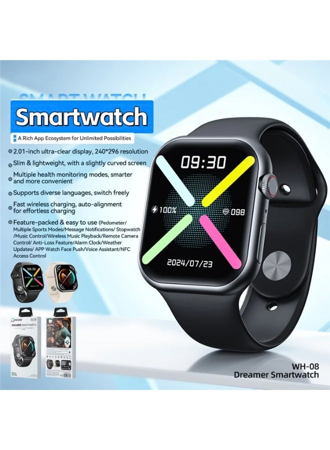 ويكومي ساعة WEKOME WH-08 الذكية – شاشة HD مقاس 2.01 بوصة، بلوتوث 5.4، دعم NFC، مراقبة صحية، دعم متعدد اللغات - Image 2