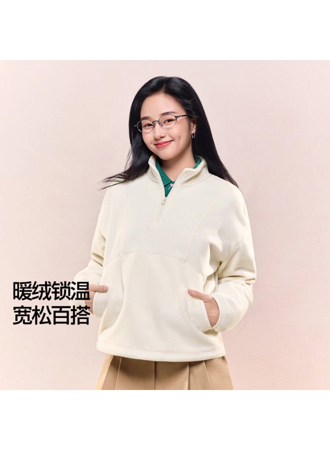 SIINSIIN Women'S Stand Collar Pullover Hoodie Autumn 2025 New Short Jacket Warm Fleece Slim-Fit Top - Image 2