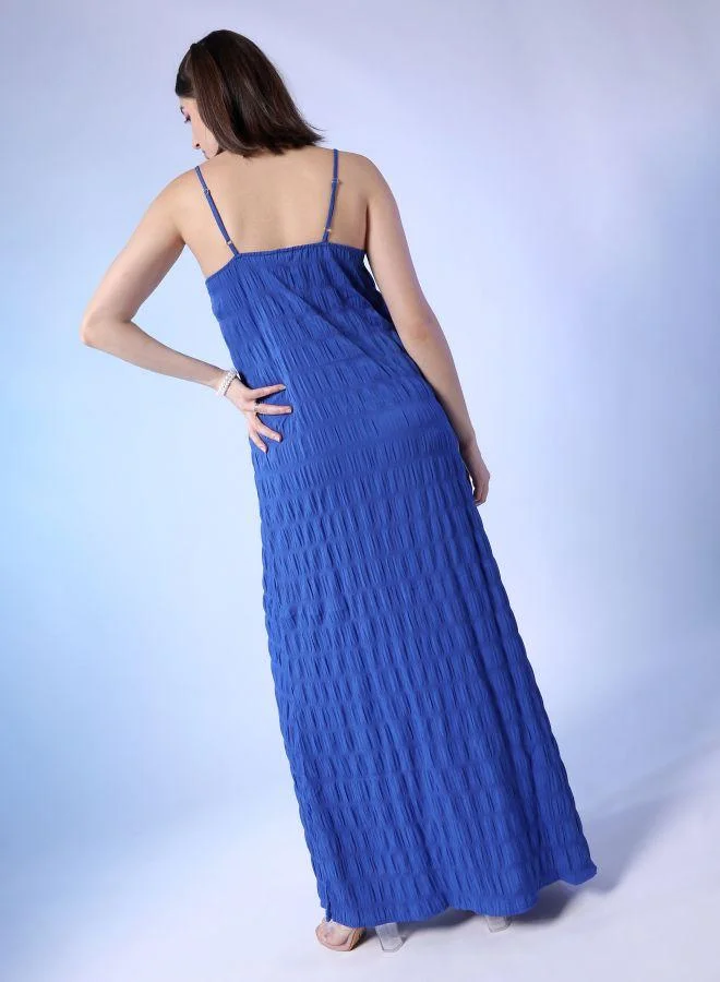مرفوعة Women Fit and Flared Casual Solid Long Dress