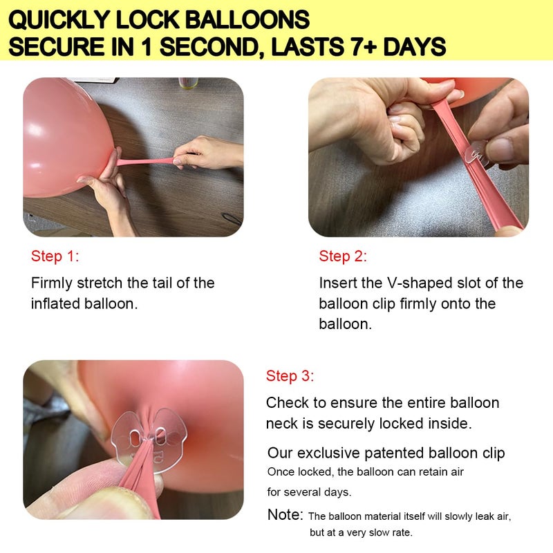DeiryuRay Balloon Sealer 100Pcs Transparent for 5â€“12 Inch Latex Balloons â€“ Easy Tie-Free for Helium & Air, Durable Plastic Balloon Clips for Wedding, Birthday, Party Decorations - Image 3