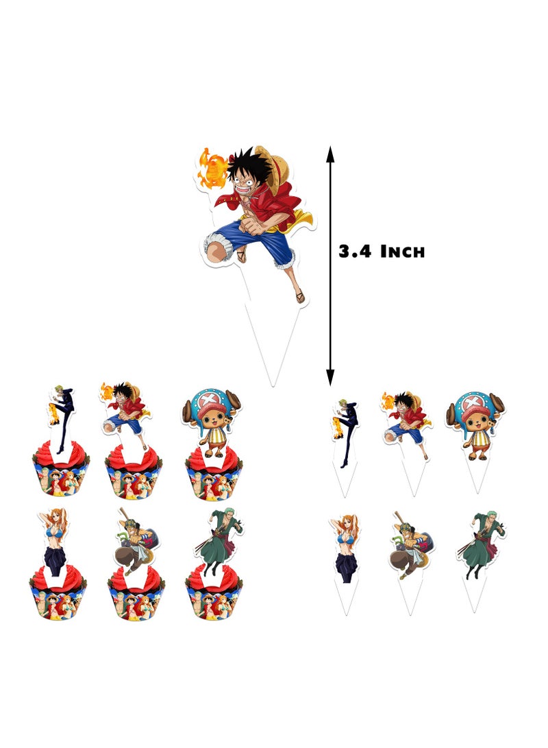 عام مستلزمات حفلة عيد ميلاد ون بيس، تزيينات عيد ميلاد ون بيس بالونات، تزيينات كيك، تزيينات كيك، فوهة معلقة للأولاد والفتيات. - Image 4