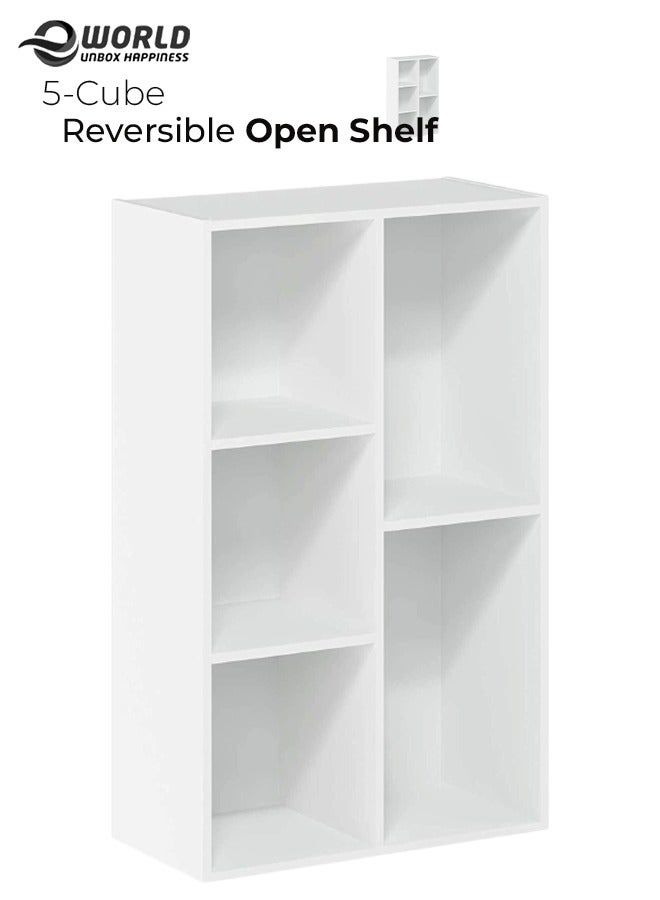 Eworld 5 Cube Reversible Open Shelf Free Standing Book Case Storage Rack for Home and Office Use - Image 1