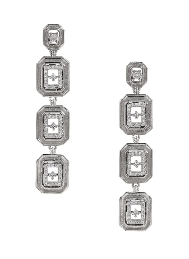 Priyaasi Plated American Diamond Contemporary Drop Earrings