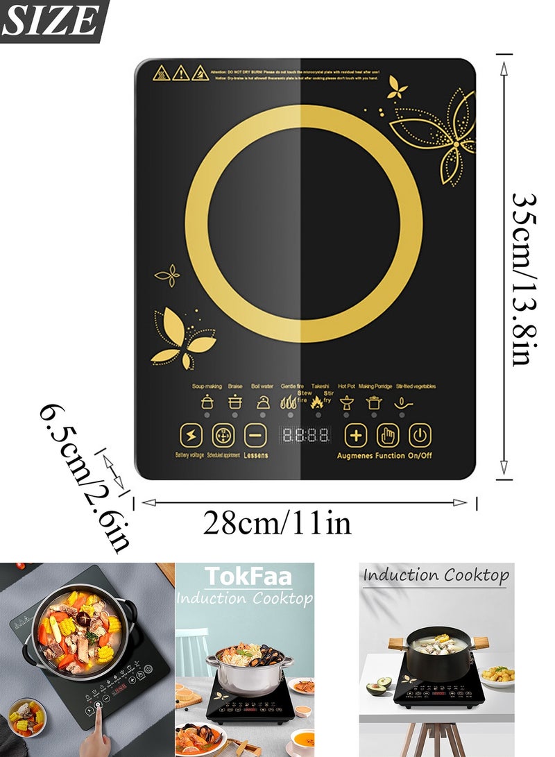 TokFaa Portable Induction Cooktop Burner Electric Hot Plate with LCD Sensor Touch 2200 Watts，Countertop Burner Easy to Clean Base Compact Stove for Home Dorm Office - Image 2