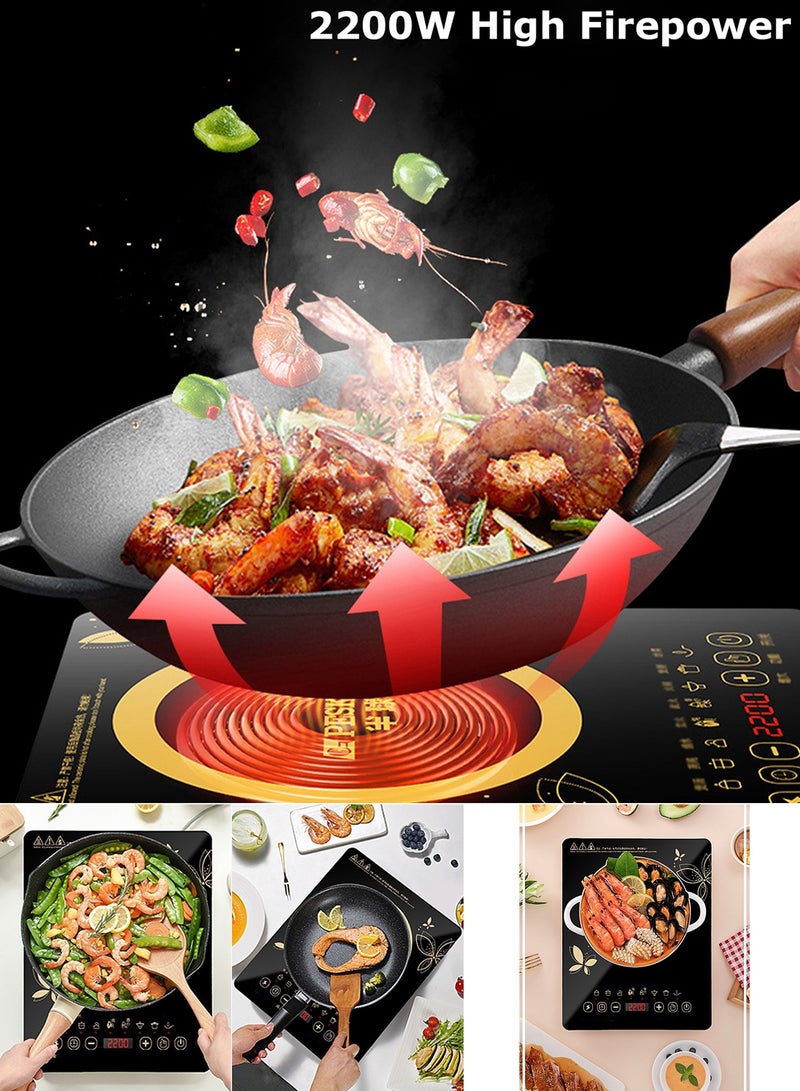 TokFaa Portable Induction Cooktop Burner Electric Hot Plate with LCD Sensor Touch 2200 Watts，Countertop Burner Easy to Clean Base Compact Stove for Home Dorm Office - Image 4