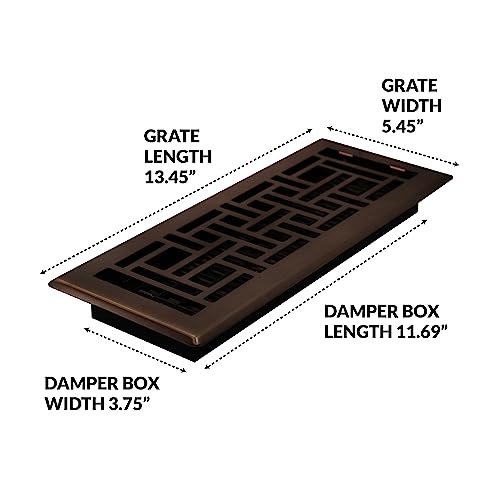 Decor Grates AJH412-RB Oriental Floor Register, 4x12 Inches, Rubbed Bronze Finish - Image 4