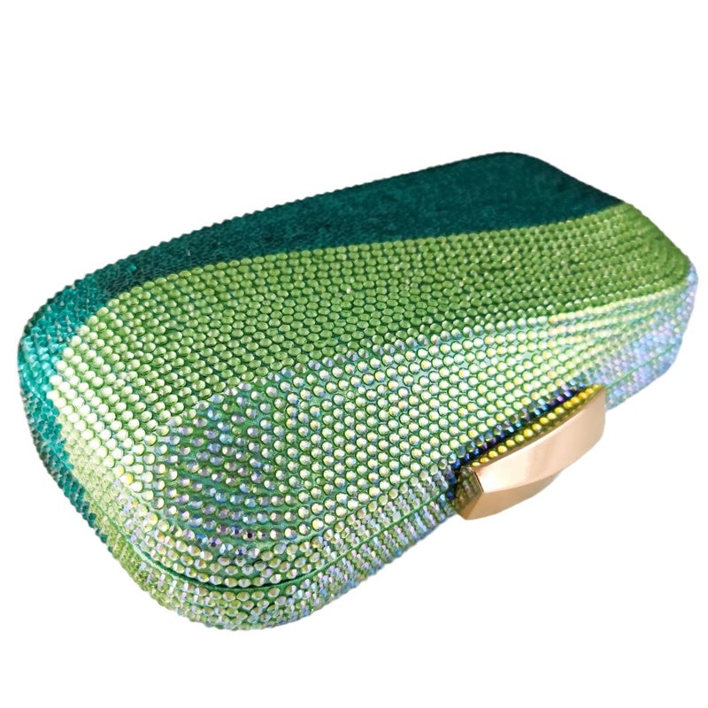 Boutique De FGG Mini Emerald Green Rhinestone Clutch Purses for Women Formal, Luxury Crystal Clutch Evening Handbags, Party Dinner Purse - Image 4