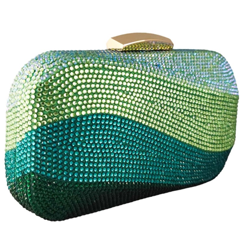 Boutique De FGG Mini Emerald Green Rhinestone Clutch Purses for Women Formal, Luxury Crystal Clutch Evening Handbags, Party Dinner Purse - Image 5