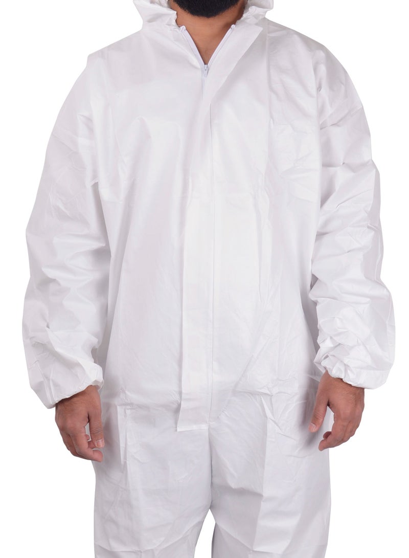 Disposable Coverall Type 5/6 (12 Pieces) With hood, elastic wrist, ankle, Elasticated waist for optimum fit to body, zipper with flap over & adhesive tape