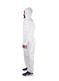 Safety Plus World Disposable Coverall Type 5/6 (12 Pieces) With hood, elastic wrist, ankle, Elasticated waist for optimum fit to body, zipper with flap over & adhesive tape  - Image 2