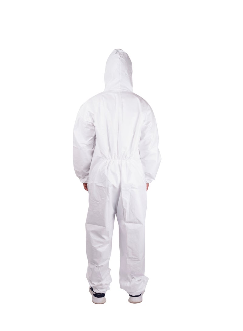 Disposable Coverall Type 5/6 (12 Pieces) With hood, elastic wrist, ankle, Elasticated waist for optimum fit to body, zipper with flap over & adhesive tape