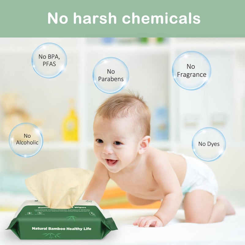 QingYa Bamboo Flushable Wipes,Septic Safe,Soft, Soothing Botanicals & Aloe, Unscented,Eco Friendly, Natural Brown Bamboo-Pulp Based Flusable Wipes for Women/kids/Adults 360Count (6 Packs of 60) - Image 4