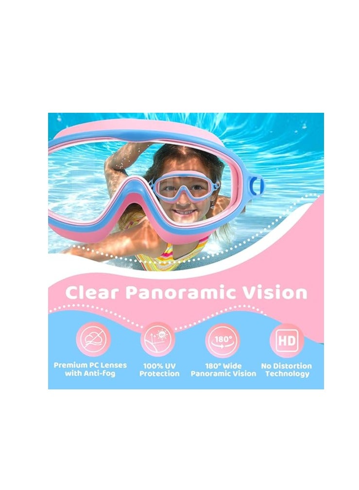 Excefore Kids Swim Goggles 2 Pack, Wide View Swimming Goggles with Bungee for Child 3-15, Anti Fog&UV No Leaking Goggles for Boys Girls - Image 4