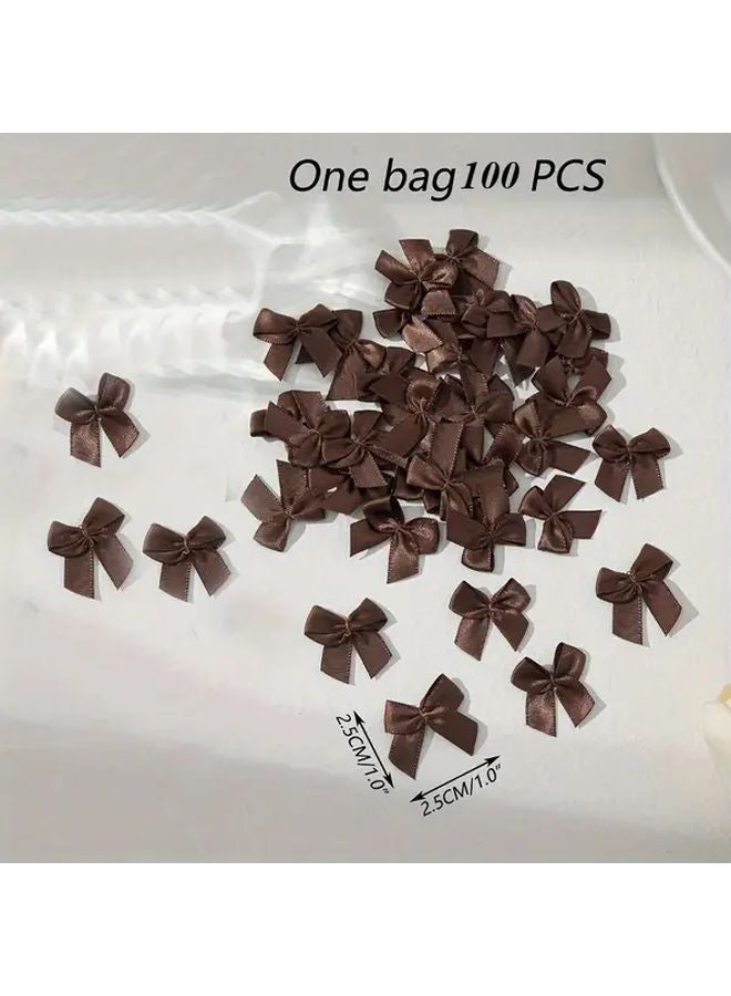 100pcs Mini Plastic Ribbon Bows Pink Red Glossy DIY Gift Wrapping Craft Supplies - Image 5