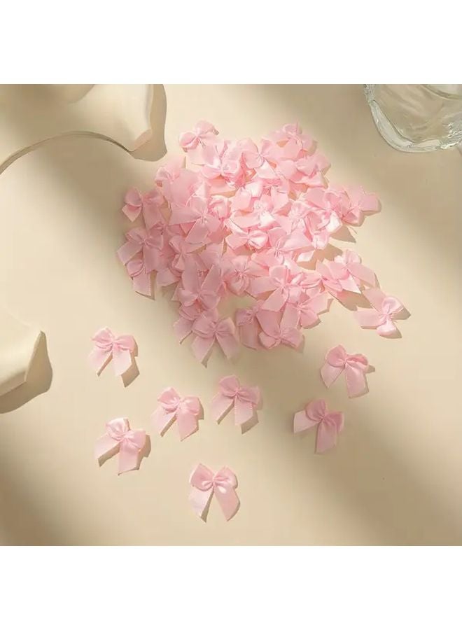 100pcs Mini Plastic Ribbon Bows Pink Red Glossy DIY Gift Wrapping Craft Supplies - Image 2
