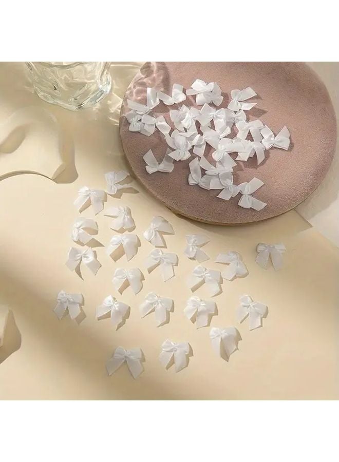 100pcs Mini Plastic Ribbon Bows Pink Red Glossy DIY Gift Wrapping Craft Supplies - Image 3