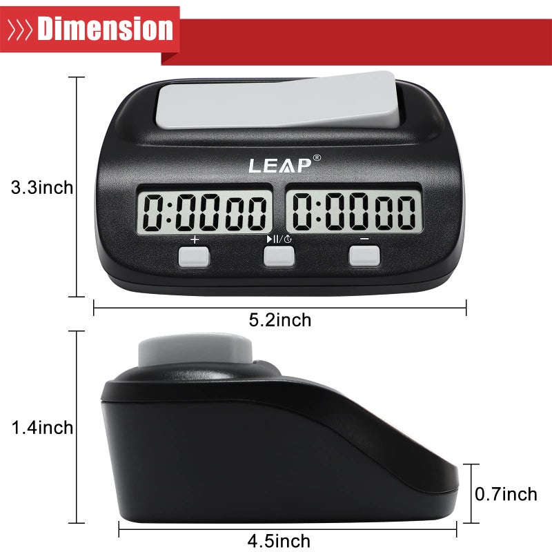 LEAP LEAP Chess Clock Digital Chess Timer Professional for Board Games Timer with Alarm Function (Official Store) 9903a  - Image 4