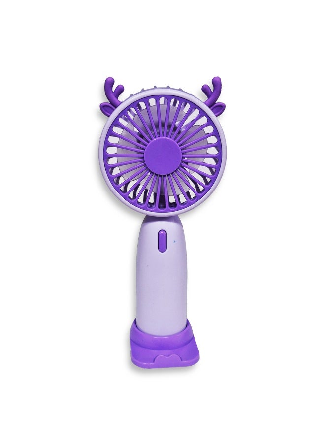 Generic - Mini handheld fan YL-106A , cute design with bright and purple colour , small size and easy to carry by hand or put in bag, equipped with USB rechargeable battery, on/off button 3 speeds with LED light, nice summer and birthday gift for kids and adults, high quality and easy to use - Image 1
