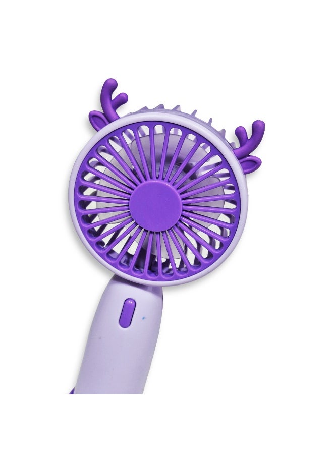 Generic - Mini handheld fan YL-106A , cute design with bright and purple colour , small size and easy to carry by hand or put in bag, equipped with USB rechargeable battery, on/off button 3 speeds with LED light, nice summer and birthday gift for kids and adults, high quality and easy to use - Image 1