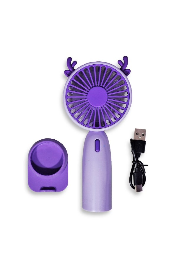 Generic - Mini handheld fan YL-106A , cute design with bright and purple colour , small size and easy to carry by hand or put in bag, equipped with USB rechargeable battery, on/off button 3 speeds with LED light, nice summer and birthday gift for kids and adults, high quality and easy to use - Image 1