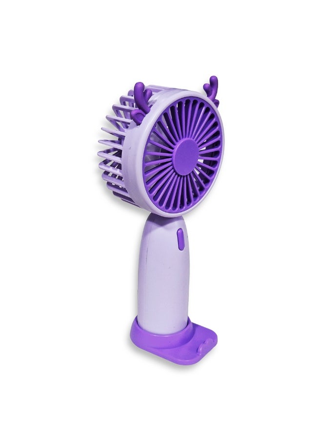 Generic - Mini handheld fan YL-106A , cute design with bright and purple colour , small size and easy to carry by hand or put in bag, equipped with USB rechargeable battery, on/off button 3 speeds with LED light, nice summer and birthday gift for kids and adults, high quality and easy to use - Image 1