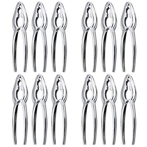 FFNIU 12 Pcs Crab Crackers and Tools, Lobster Nut Crackers for Crab Legs, Heavy Duty Seafood Picks Tools, Opener Home Kitchen Parties, Silver - Image 1