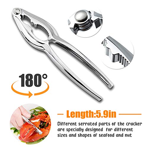 FFNIU 12 Pcs Crab Crackers and Tools, Lobster Nut Crackers for Crab Legs, Heavy Duty Seafood Picks Tools, Opener Home Kitchen Parties, Silver - Image 2