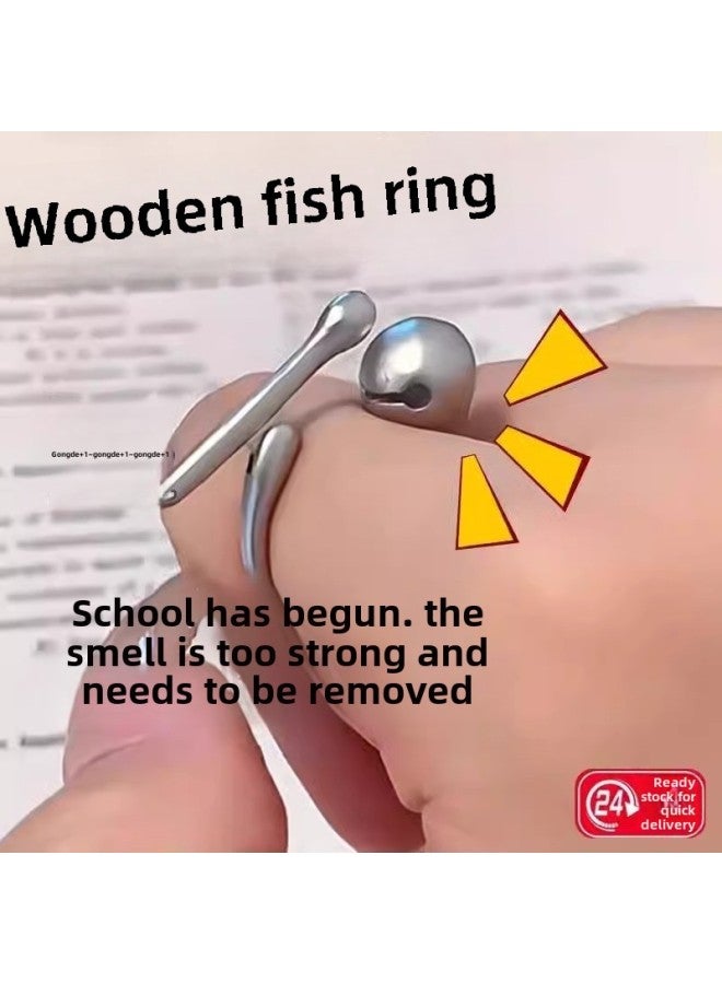 Merit Wooden Fish Ring Girls Decompression Decompression Toys For Adults Creative Funny Weird Small Toys For Boys And Girls-Color:Wooden Fish Ring 1 Pack  - Image 2