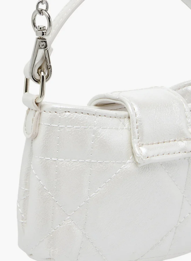 Little Missy Girls Textured Crossbody Bag with Chain Strap and Flap Button Closure