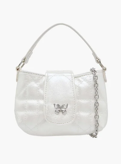 Little Missy Girls Textured Crossbody Bag with Chain Strap and Flap Button Closure