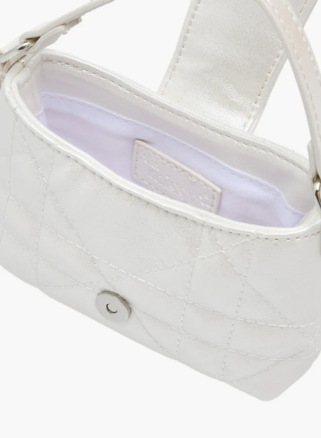 Little Missy Girls Textured Crossbody Bag with Chain Strap and Flap Button Closure