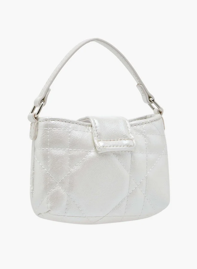 Little Missy Girls Textured Crossbody Bag with Chain Strap and Flap Button Closure